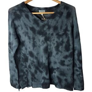 River Hand Dyed Cotton blend Sweater Small Navy V-neck NWT